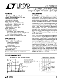 LT2179 datasheet: 17A Max, Dual and Quad, Single Supply, Precision Op Amps LT2179