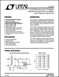 LTC1047 datasheet: Dual Micropower Chopper Stabilized Operational Amplifier with Internal Capacitors LTC1047