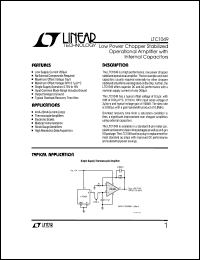 LTC1049 datasheet: Low Power Chopper Stabilized Operational Amplifier with Internal Capacitors LTC1049