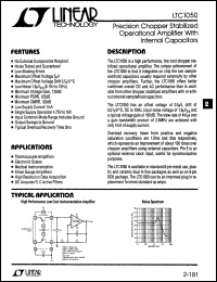 LTC1050 datasheet: Precision Chopper Stabilized Operational Amplifier With Internal Capacitors LTC1050