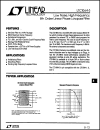 LTC1064-3 datasheet: Low Noise, High Frequency, 8th Order Linear Phase Lowpass Filter LTC1064-3