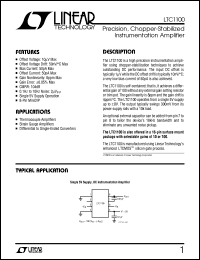 LTC1100 datasheet: Precision, Chopper-Stabilized Instrumentation Amplifier LTC1100