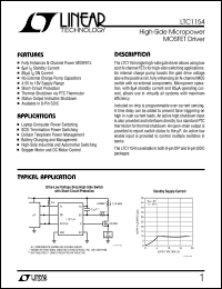 LTC1154 datasheet: High-Side Micropower MOSFET Driver LTC1154