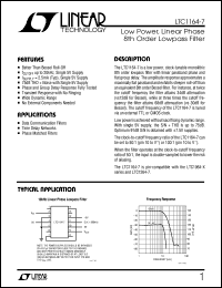 LTC1164-7 datasheet: Low Power, Linear Phase 8th Order Lowpass Filter LTC1164-7