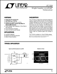 LTC1324 datasheet: Single Supply LocalTalk Transceiver LTC1324