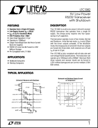 LTC1382 datasheet: 5V Low Power RS232 Transceiver with Shutdown LTC1382