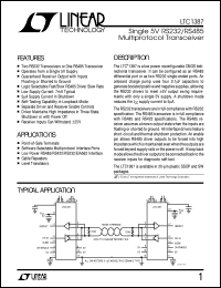 LTC1387 datasheet: Single 5V RS232/RS485 Multiprotocol Transceiver LTC1387