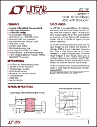 LTC1401 datasheet: Complete  SO-8, 12-Bit, 200ksps ADC with Shutdown LTC1401