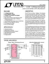 LTC1410 datasheet: 12-Bit, 1.25Msps, Sampling A/D Converter with Shutdown LTC1410