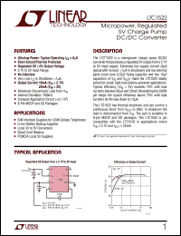 LTC1522 datasheet: Micropower, Regulated 5V Charge Pump  DC/DC Converter LTC1522