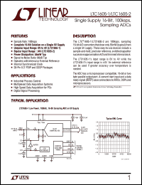 LTC1605-2 datasheet: Single Supply 16-Bit, 100ksps, Sampling ADCs LTC1605-2