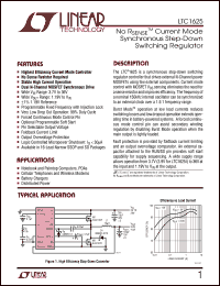 LTC1625 datasheet: No RSENSE Current Mode Synchronous Step-Down Switching Regulator LTC1625