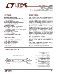 LTC1688 datasheet: 100Mbps RS485 Hot Swapable Quad Drivers LTC1688