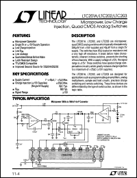 LTC201A datasheet: Micropower, Low Charge Injection, Quad CMOS Analog Switches LTC201A