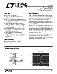 LTC485 datasheet: Low Power RS485 Interface Transceiver LTC485