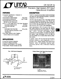 OP15 datasheet: Precision, High Speed JFET-Input Operational Amplifiers OP15