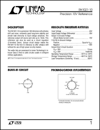 RH1021-10 datasheet: Precision 10V Reference RH1021-10