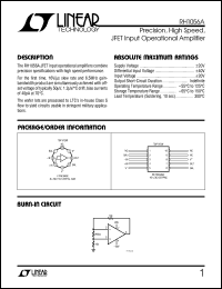 RH1056A datasheet: Precision, High Speed, JFET Input Operational Amplifier RH1056A