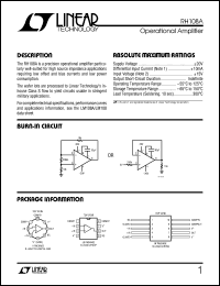 RH108A datasheet: Operational Amplifier RH108A
