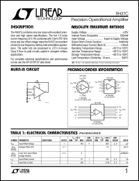 RH37C datasheet: Precision Operational Amplifier RH37C