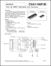 CXA1106P datasheet: 8-bit 35MSPS High-Speed D/A Converter CXA1106P