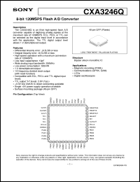 CXA3246Q datasheet: 8-bit 120MSPS Flash A/D Converter CXA3246Q