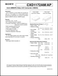 CXD1172AM datasheet: 6-bit 20MSPS Video A/D Converter(CMOS) CXD1172AM