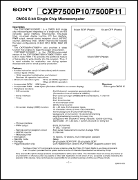 CXP7500P10 datasheet: CMOS 8-bit Single Chip Microcomputer CXP7500P10