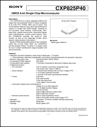 CXP825P40 datasheet: CMOS 8-bit Single Chip Microcomputer CXP825P40