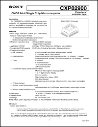 CXP82900 datasheet: CMOS 8-bit Single Chip Microcomputer Piggyback/evaluator type CXP82900