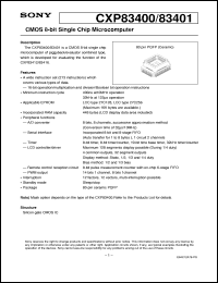 CXP83401 datasheet: CMOS 8-bit Single Chip Microcomputer CXP83401
