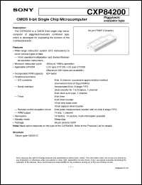CXP84200 datasheet: CMOS 8-bit Single Chip Microcomputer(Piggyback/evaluator type) CXP84200