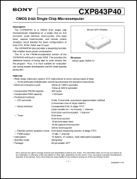 CXP843P40 datasheet: CMOS 8-bit Single Chip Microcomputer CXP843P40