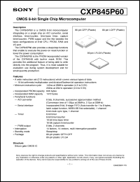 CXP845P60 datasheet: CMOS 8-bit Single Chip Microcomputer CXP845P60