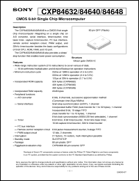 CXP84640 datasheet: CMOS 8-bit Single Chip Microcomputer CXP84640