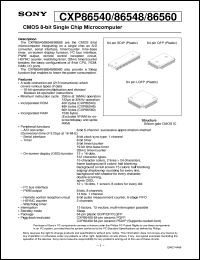 CXP86540 datasheet: CMOS 8-bit Single Chip Microcomputer CXP86540