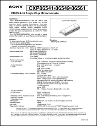 CXP86541 datasheet: CMOS 8-bit Single Chip Microcomputer CXP86541