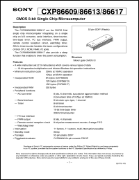 CXP86609 datasheet: CMOS 8-bit Single Chip Microcomputer CXP86609