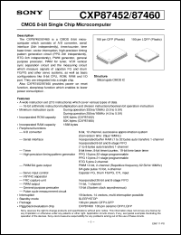 CXP87452 datasheet: CMOS 8-bit Single Chip Microcomputer CXP87452