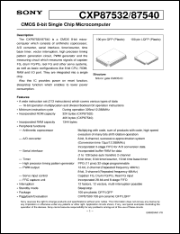 CXP87532 datasheet: CMOS 8-bit Single Chip Microcomputer CXP87532