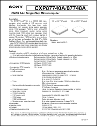 CXP87748A datasheet: CMOS 8-bit Single Chip Microcomputer CXP87748A