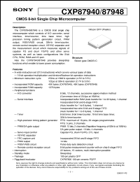 CXP87948 datasheet: CMOS 8-bit Single Chip Microcomputer CXP87948