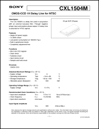 CXL1504M datasheet: CMOS-CCD 1H Delay Line for NTSC CXL1504M