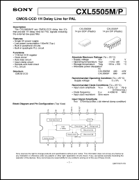 CXL5505P datasheet: CMOS-CCD 1H Delay Line for PAL CXL5505P