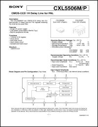 CXL5506P datasheet: CMOS-CCD 1H Delay Line for PAL CXL5506P