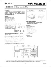 CXL5514P datasheet: CMOS-CCD 1H Delay Line for PAL CXL5514P