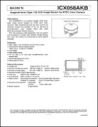 ICX058AKB datasheet: Diagonal 6mm(Type 1/3)CCD Image Sensor for NTSCColor Camera ICX058AKB