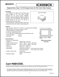 ICX059CK datasheet: Diagonal 6mm(Type 1/3)CCD Image Sensor for PALColor Video Camera ICX059CK
