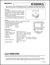ICX059CL datasheet: Diagonal 6mm(Type 1/3)CCD Image Sensor for CCIRBlack-and-White Video Camera ICX059CL