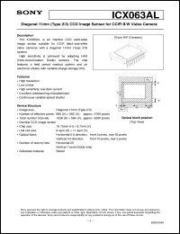ICX063AL datasheet: Diagonal 11mm(Type 2/3)CCD Image Sensor for CCIRB/W Video Camera ICX063AL